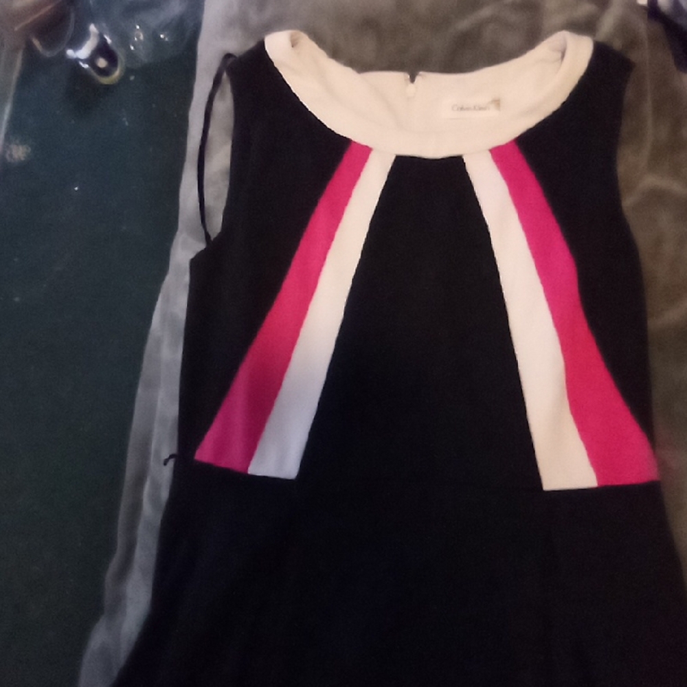 Calvin Klein Black Dress with Pink and White Details
